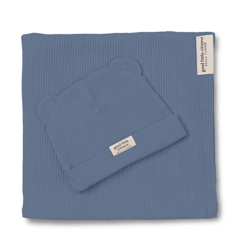 Rib Swaddle & Beanie Set
