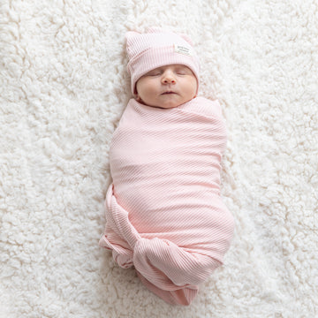 Rib Swaddle & Beanie Set