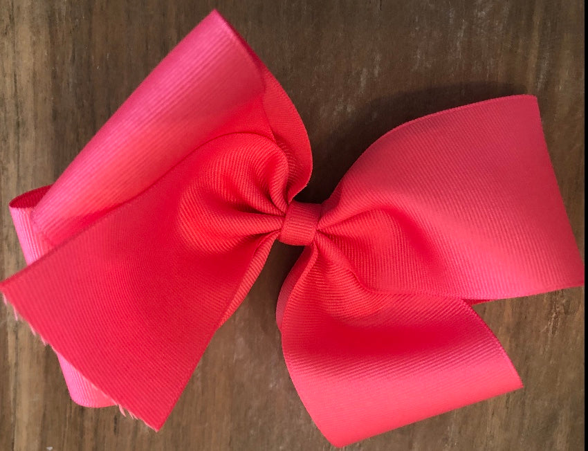 Jumbo Solid Hair Bow - Neon Pink