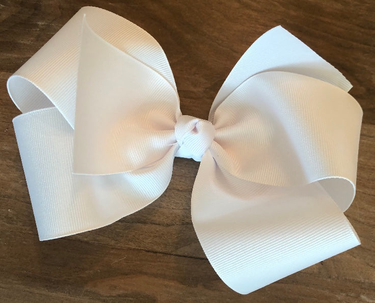 Jumbo Solid Hair Bow - White