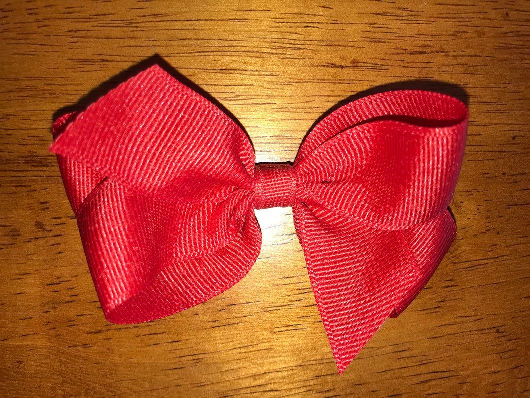 Small Solid Hair Bow - Red