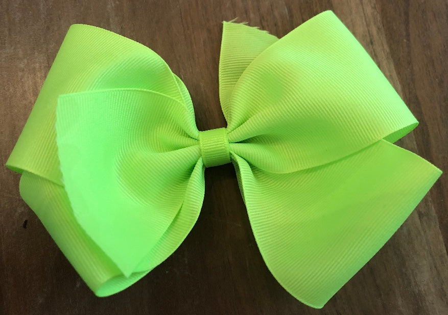 Jumbo Solid Hair Bow - Neon Yellow