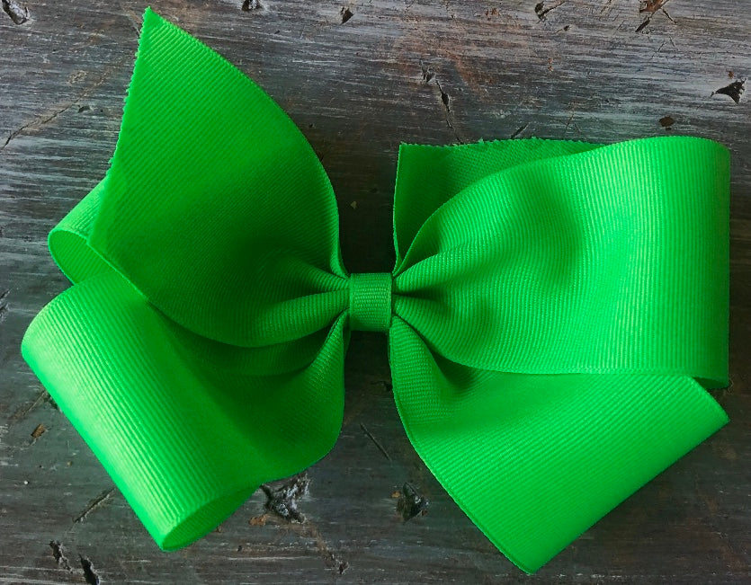 Jumbo Solid Hair Bow - Neon Green