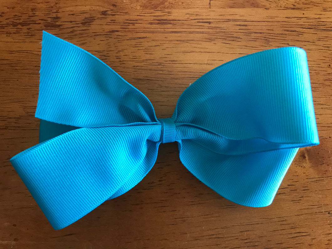 Large Solid Hair Bow - Aqua
