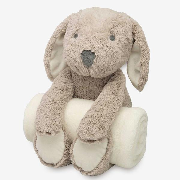 Puppy Huggie with Rolled Blanket w/Embroidery